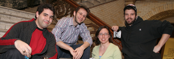 Physics graduate students during a break