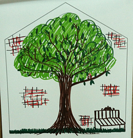 Artwork of the concept of home, by a participant in the Porch Light Initiative at 11th Street