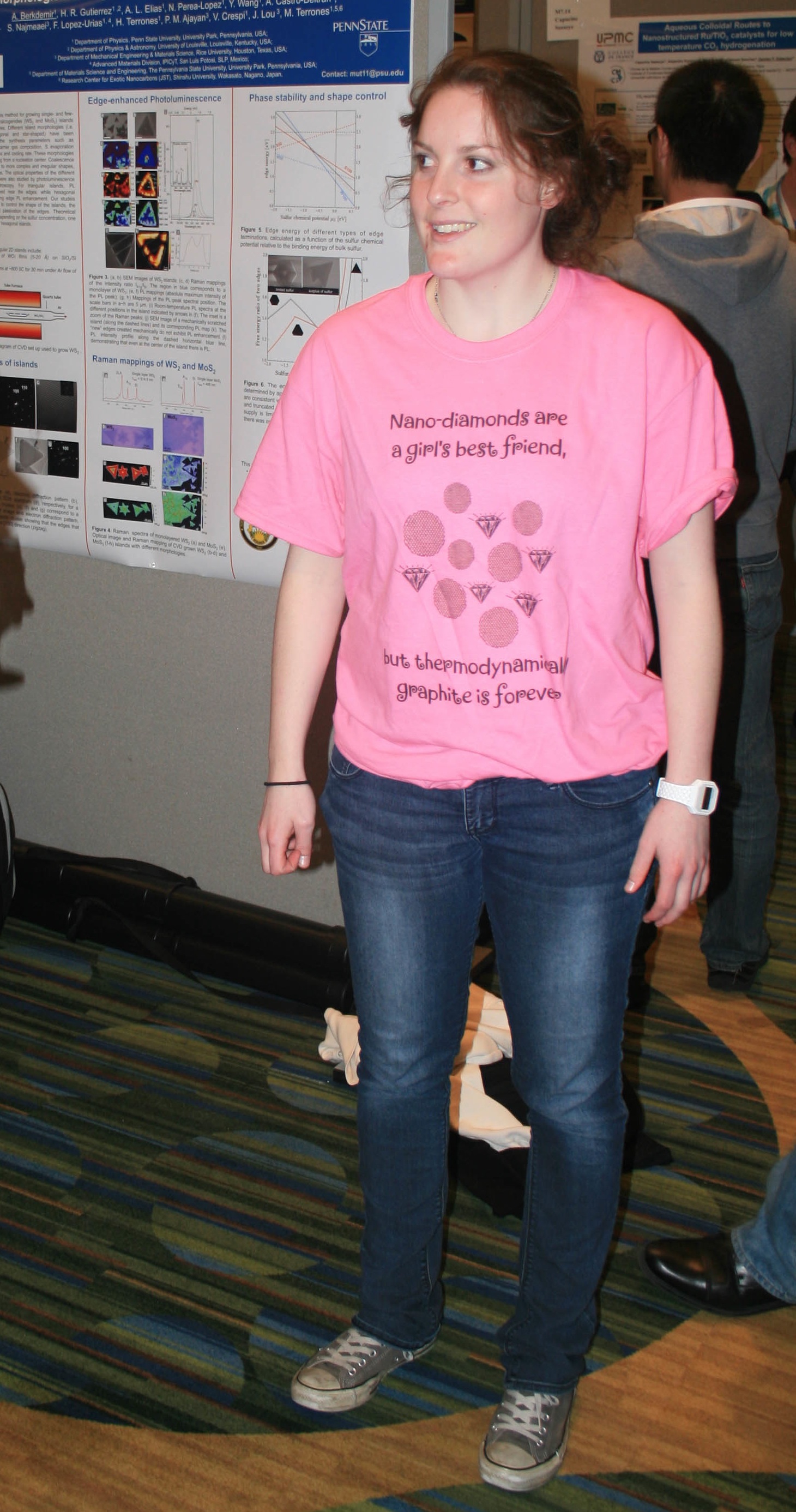 Katie Van Aken models the Drexel MRS Student Chapter winning t-shirt