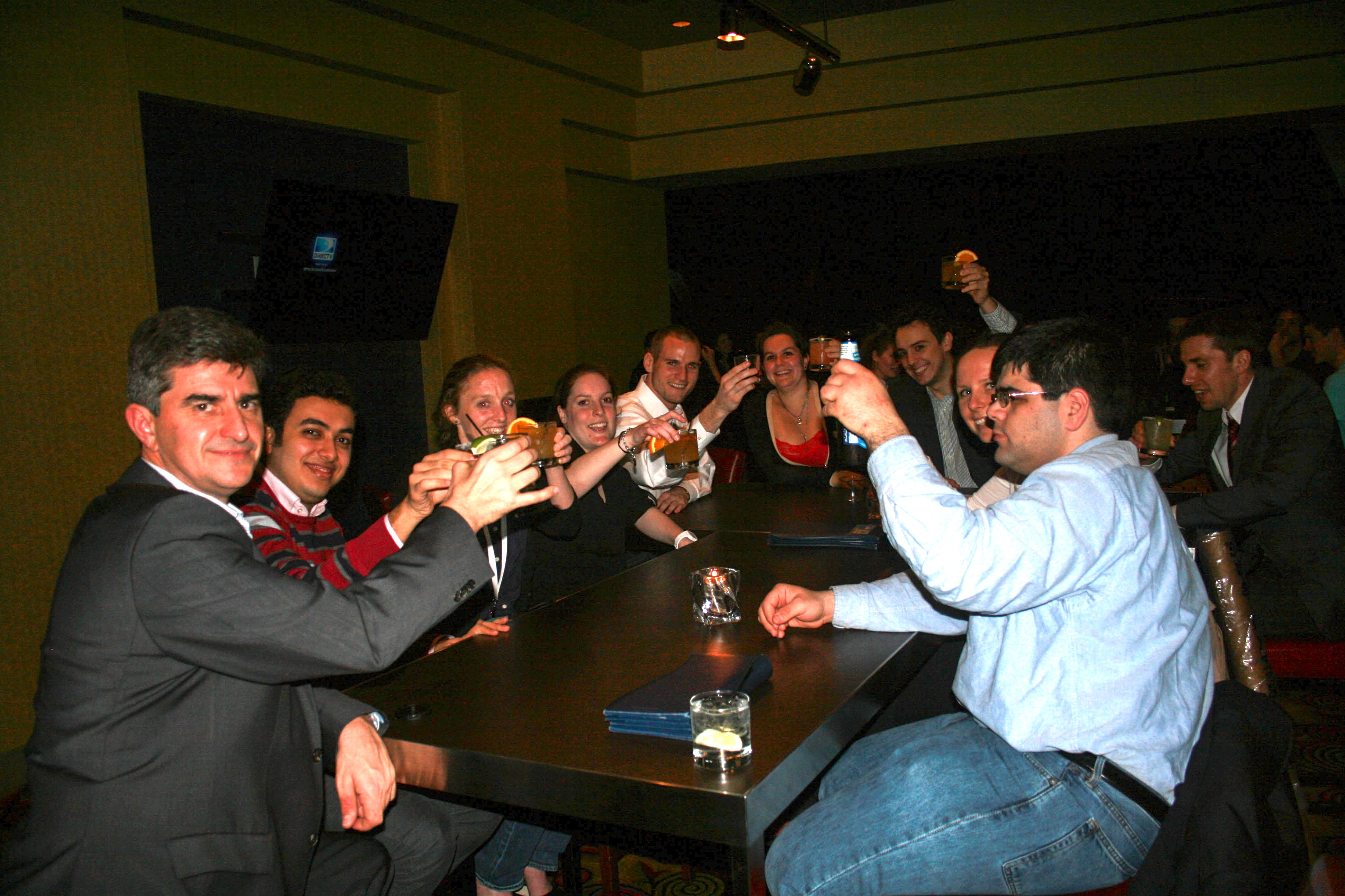 Members of the Nanomaterials Group toast a successful MRS meeting