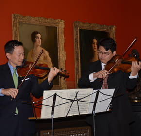 Photo of David Kim, Philadelphia Orchestra Concertmaster, and Che-Hung Chen, Philadelphia Orchestra Violist