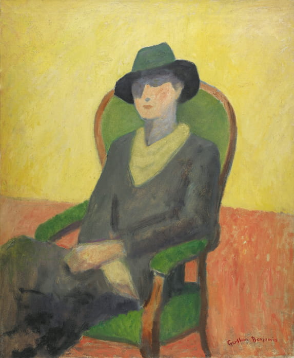 "The Fedora Hat" by Gershon Benjamin, 1945, oil on canvas, 37 x 31 inches. Collection of Robyn and Chuck Citrin.