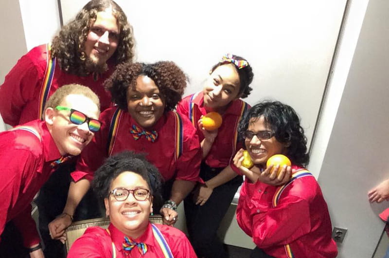 Members of QPOC, including Chantanae Singletary (at center without glasses) after a "mocktail" night during Drexel Pride Week.