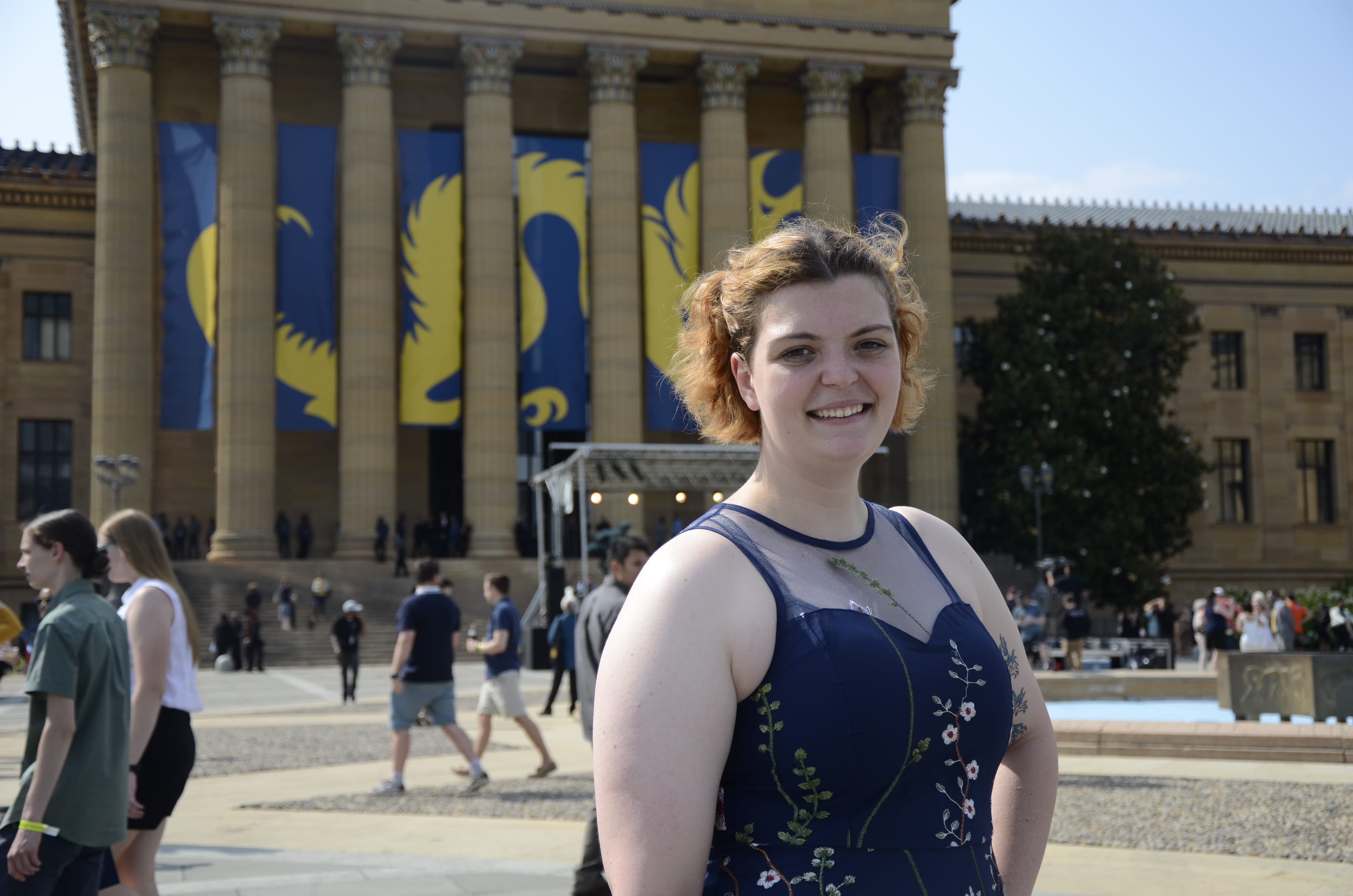 Nat Laborde in front of the art museum.