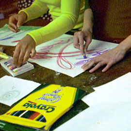 hands and crayons
