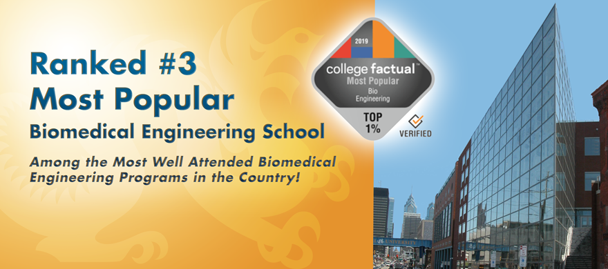Drexel Biomed ranked #3 most popular school in country (BME)