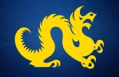 Graphic of Yellow Dragon on Dark Blue Background