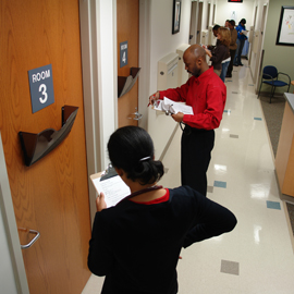student line in simulation center