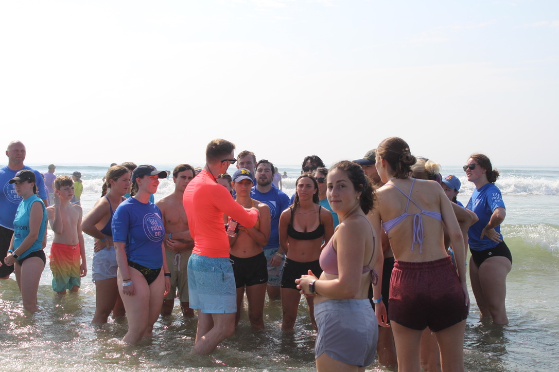 Dr. Bobby Hand instructing students at the Life Rolls On event on the beach in Wildwood, NJ.