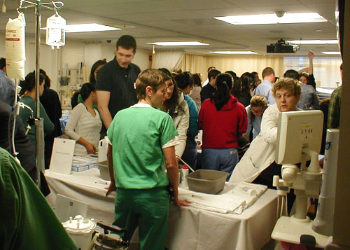 students watch simulation demonstration