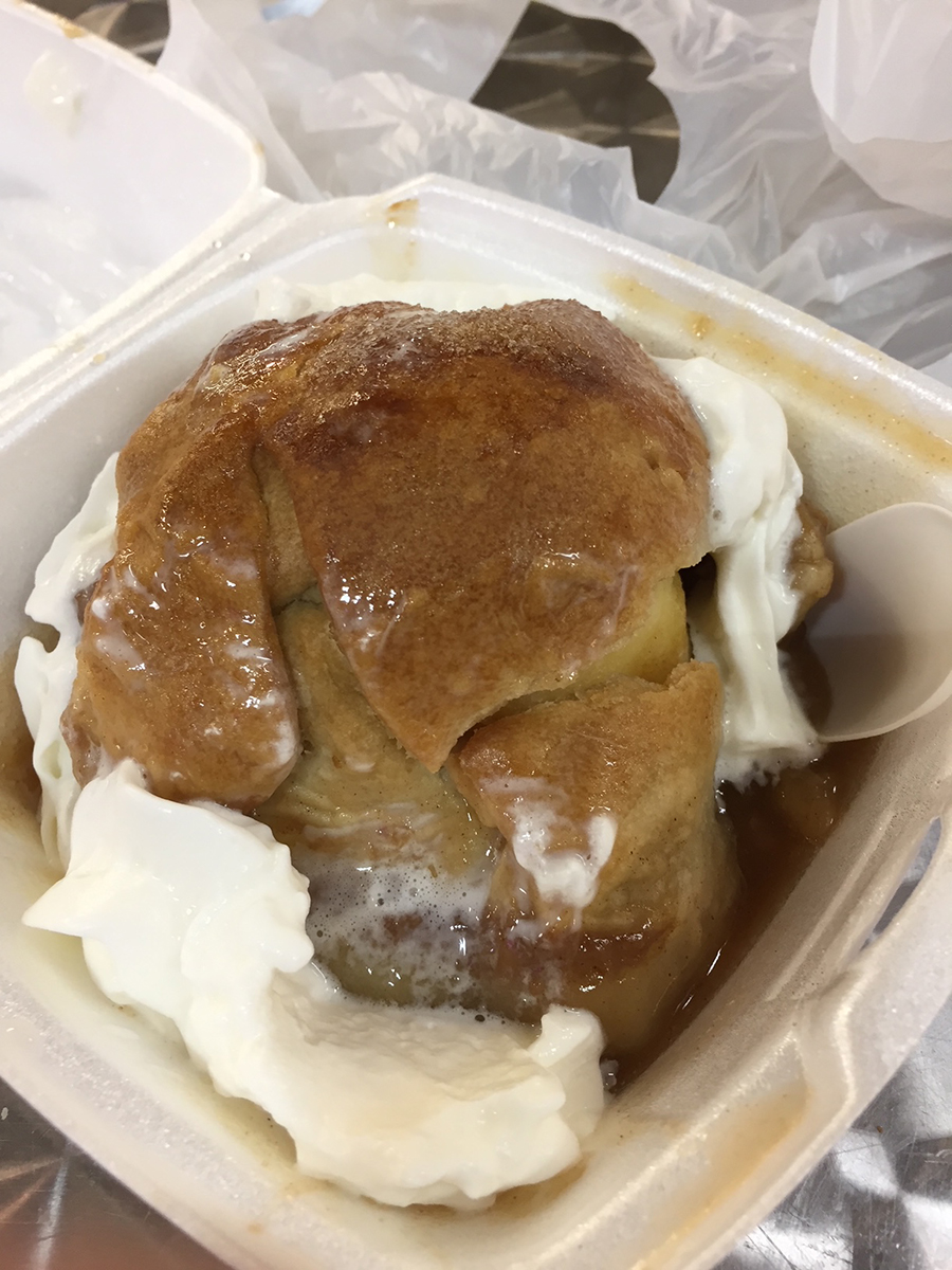 an apple dumpling with ice cream from Dutch Eating Place at Reading Terminal Market