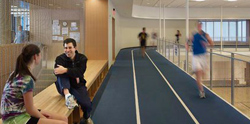 Students at the Recreation Center Indoor Track