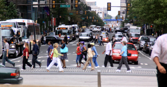 Philadelphia pedestrians crossing the street