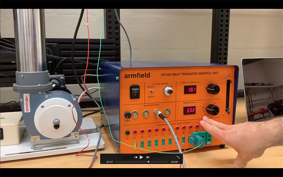 Video screen shot of lab equipment