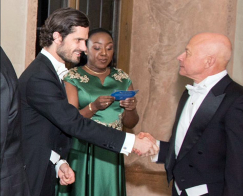 Dr. Michel Barsoum being greeted by His Royal Highness Prince Carl Philip of Sweden, Duke of Värmland