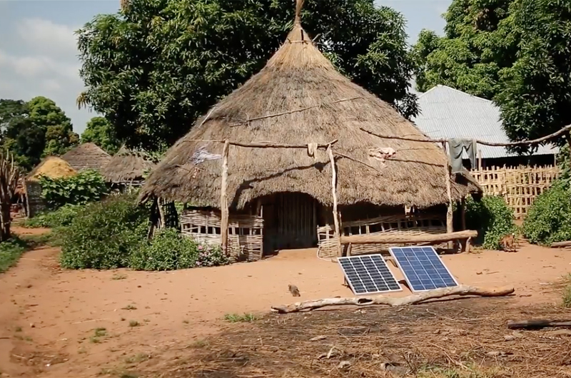 Hut with solar panels