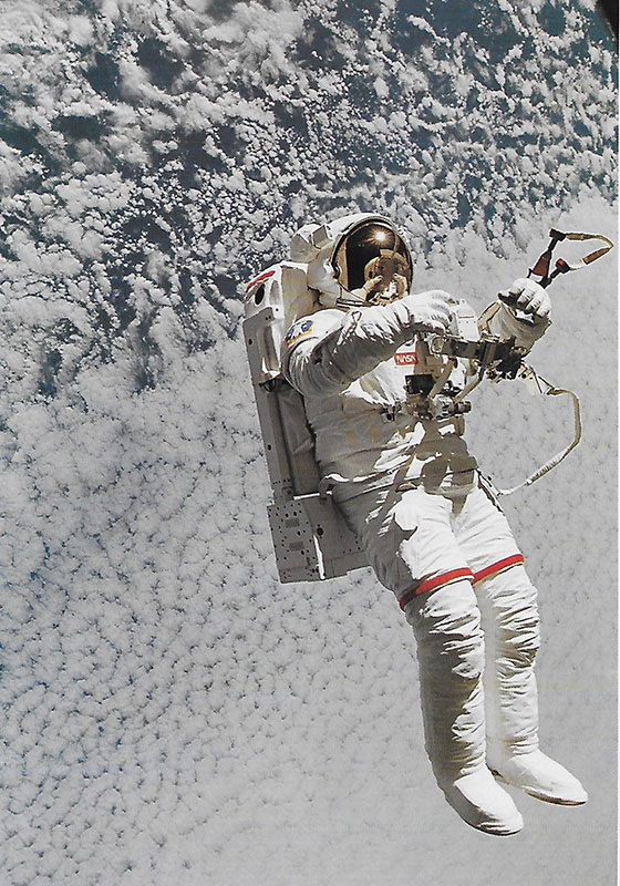 An astronaut testing a space suit