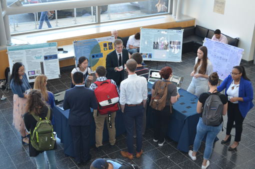 Research was presented in the lobby of Bossone.