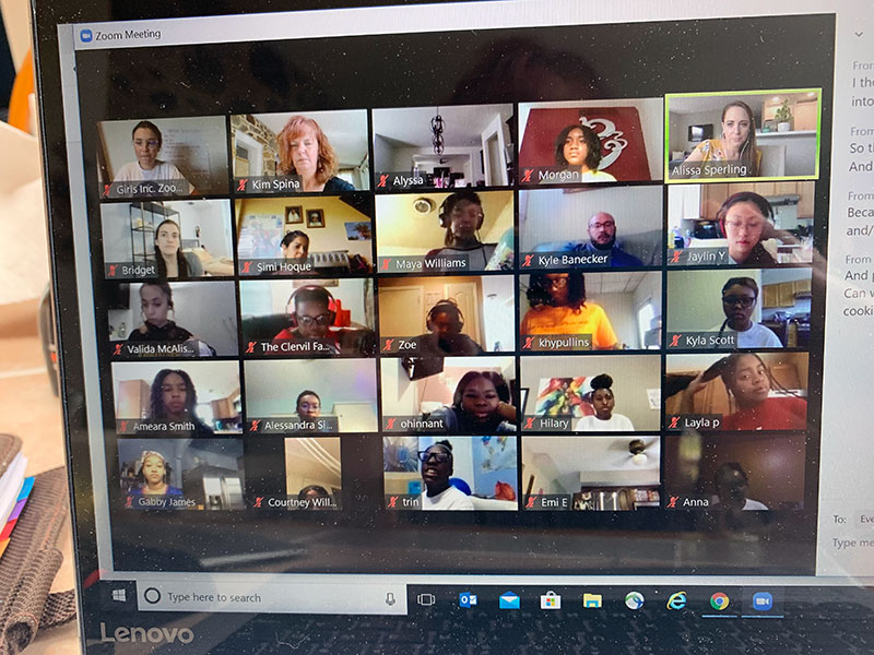 Screen shot of participants in a Zoom class