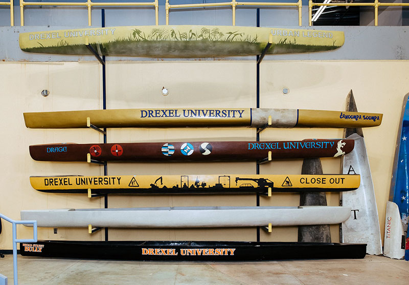 Concrete canoes on display