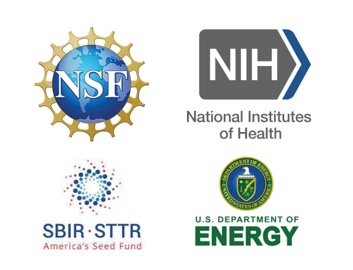 Logos for NSF, NIH, DOE and STTR