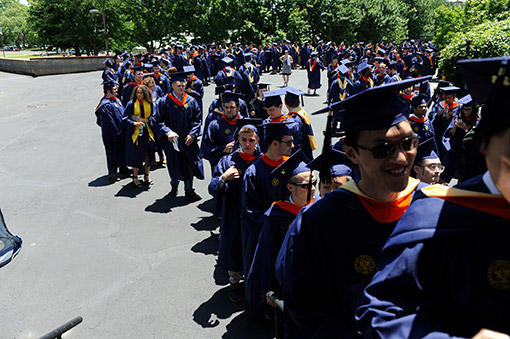 Graduates wait for the start of the processional.