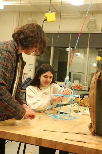 The SME student group challenged attendees to build the best tower from straws and tape.