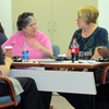 Dr. Diane Downs, Director of the Certificate Program in Writing and Publishing Dr. Miriam Kotzin, Program Manager Mary Beth Beyer, and Dr. Abioseh Porter