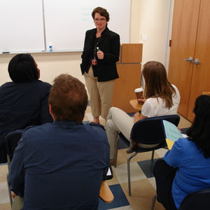 Dr. Mulhorn instructing Health Administration class.