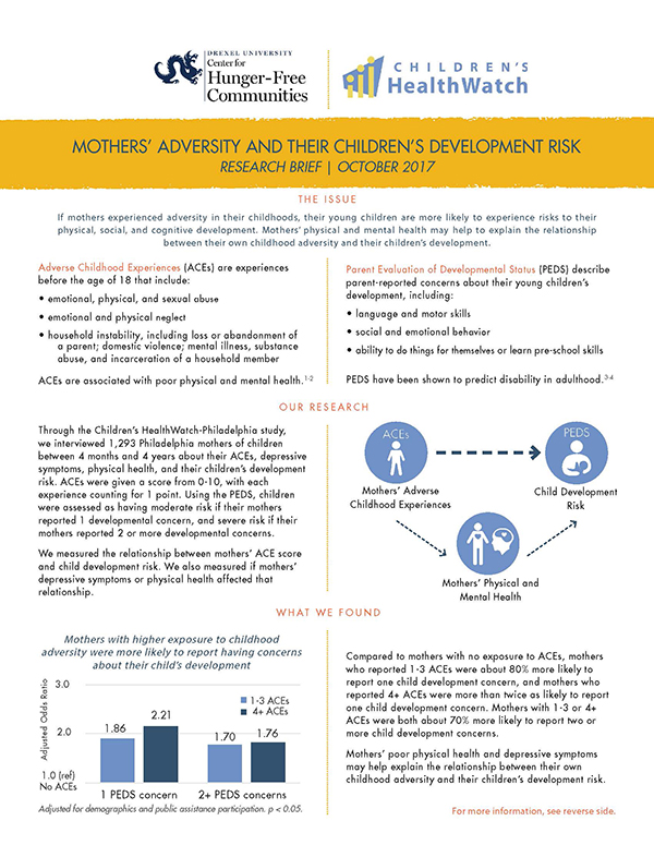 Report Cover - Mother's Adversity and Their Children's Developmental Risk