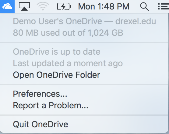 Mac OneDrive System Tray