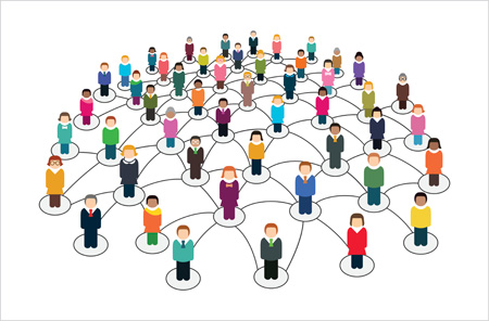 Social network scheme which contains people connected to each other.