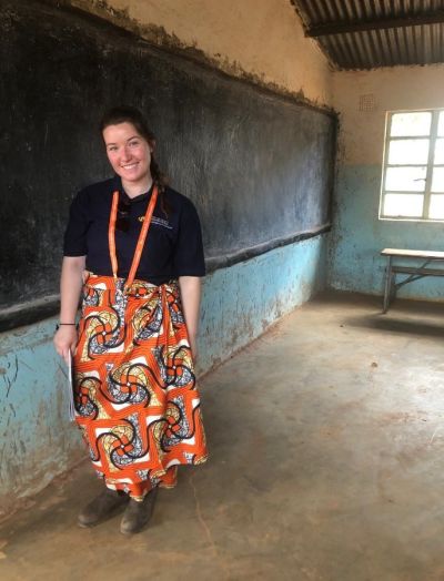 Katherine Boyd in a classroom during her global health experience in Chongwe, Zambia