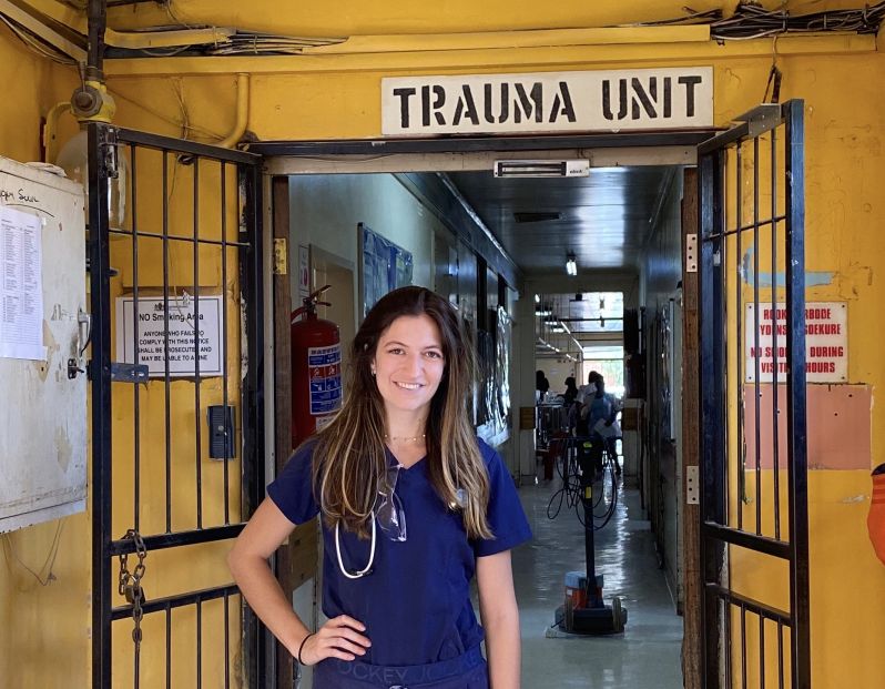 Drexel MD student Rima Dilbarova during her global health experience in South Africa