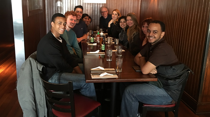 The Mortensen Labs enjoy lunch to ring in the new year