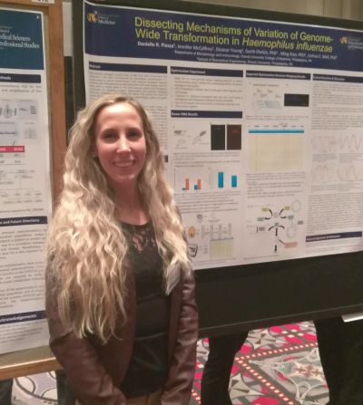 Danielle R. Piazza, PhD candidate in Molecular and Cell Biology and Genetics, presenting 'Dissecting Mechanisms of Variation of Genome Wide Transportation in Haemophilus influenzae,' 2018 Discovery Day