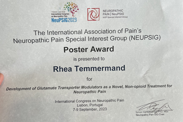 Andreia and Rhea attended the International Congress on Neuropathic pain (NeuPSIG2023) in Lisbon, Portugal, on September 5-9, 2023.
