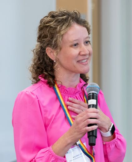 Amy Althoff speaking at the Partnership Comprehensive Care Practice's 30th Anniversary event