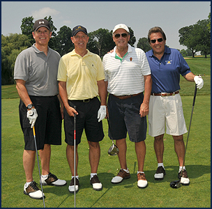 Stamatakis Golf Classic 2011 - From left: Stanley W. Silverman, chairman; Richard V. Homan, MD, president and Annenberg Dean; William R. Sasso, Esq., chairman of Stradley Ronon Stevens & Young, LLP; and Manuel Stamatakis, former chairman