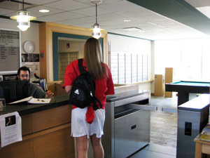 Entering the residence hall