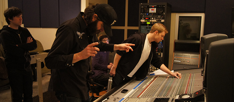 Music Industry Band in Studio with Students