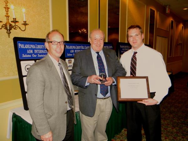 Richard Knight (center) with MSE alum Ron Smith (left), and  Trevor Jones of Solar Atmospheres (right)