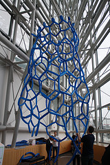 Participants were invited to add balloon "bonds" to the towering carbon nanotube!