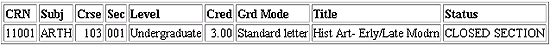 Status = Closed Section