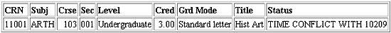 Status = Time Conflict