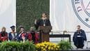 Justin Best at the podium at Drexel's Commencement