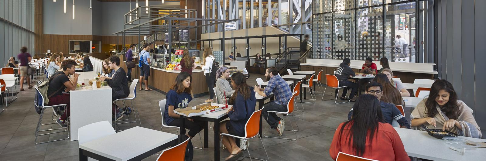 students eating at urban eatery