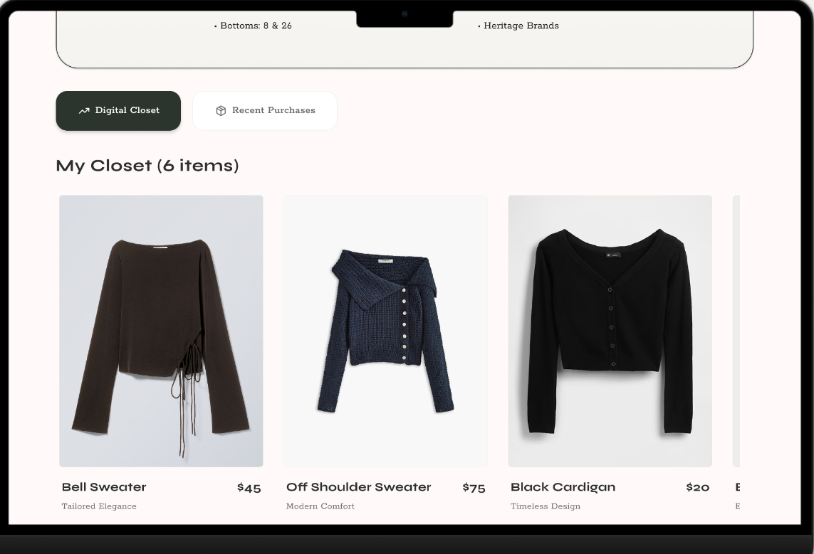 A screenshot of Chabria's prototype e-commerce platform.