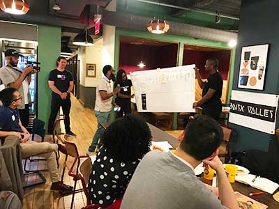 Onyx Valley students host a Philly Tech Week workshop about 'ghosting' sponsored by Bumble app at WeWork.