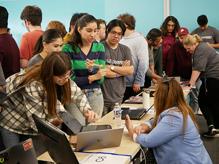 A Philly Codefest 2025 team demonstrating their project.